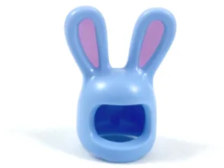 Minifigure, Headgear Head Cover, Costume Bunny Ears with Bright Pink Auricles Pattern