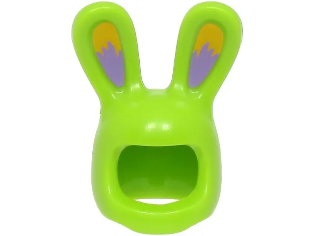 Minifigure, Headgear Head Cover, Costume Bunny Ears with Bright Light Orange and Medium Lavender Auricles Pattern (BAM)