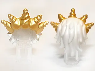 Minifigure, Hair Ocean King with Gold Spiked Tiara Pattern