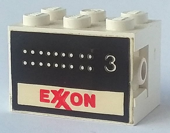 Stickered Assembly 3 x 2 x 1 2/3 with Exxon Tank Number 3 Pattern on Both Sides (Stickers) - Set 6375-2 - 2 Plate 2 x 3, 1 Brick 1 x 2, 1 Brick 1 x 3, 1 Brick, Modified 1 x 1 with Headlight