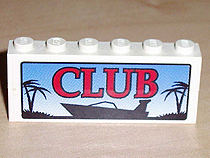 Stickered Assembly 6 x 1 x 2 with 'CLUB' Boat Logo Pattern (Sticker) - Set 6543 - 2 Brick 1 x 6