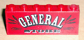 Stickered Assembly 6 x 1 x 2 with 'GENERAL STORE' Pattern (Sticker) - Set 6765 - 2 Brick 1 x 6