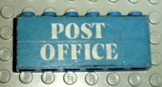 Stickered Assembly 6 x 1 x 2 with 'POST OFFICE' Pattern (Sticker) - Set 1589-1 - 2 Brick 1 x 6
