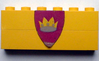 Stickered Assembly 6 x 1 x 2 with Triangular Shield with Crown Pattern (Sticker) - Sets 375 / 6075 - 2 Brick 1 x 6