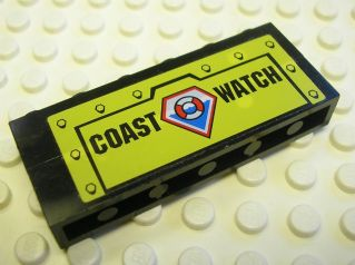 Stickered Assembly 6 x 1 x 2 with Coast Guard Logo and 'COAST WATCH' Pattern (Sticker) - Set 7047 - 2 Brick 1 x 6