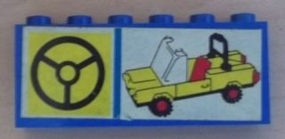 Stickered Assembly 6 x 1 x 2 with Steering Wheel and Yellow Car Pattern (Sticker) - Set 6390 - 2 Brick 1 x 6