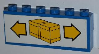 Stickered Assembly 6 x 1 x 2 with Boxes and Arrows Pattern (Sticker) - Sets 6377 / 6391 - 2 Brick 1 x 6