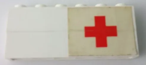 Stickered Assembly 6 x 1 x 2 with Red Cross on White Background Pattern Model Right Side (Sticker) - Sets 363-1 / 555-1