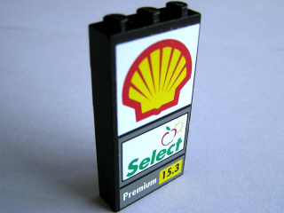 Stickered Assembly 3 x 1 x 5 with Shell Logo, Select and Premium Pattern on Both Sides (Stickers) - Set 1256 - 5 Brick 1 x 3