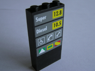 Stickered Assembly 3 x 1 x 5 with Super, Diesel and Signs Pattern (Stickers) on Both Sides - Set 1256 - 5 Brick 1 x 3