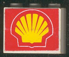 Stickered Assembly 3 x 1 x 2 with Shell Logo Pattern on Both Sides (Stickers) - Set 6378 - 2 Brick 1 x 3