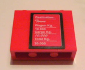 Stickered Assembly 3 x 1 x 2 with 'Destination', 'Wagon Kg', 'Cargo Kg' and 'Total Kg' Pattern (Sticker) - Set 7898 - 2 Brick 1 x 3