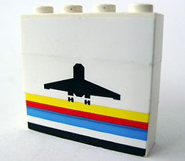Stickered Assembly 4 x 1 x 3 with Classic Airport Logo Pattern (Sticker) - Sets 6392 / 6396 - 3 Brick 1 x 4