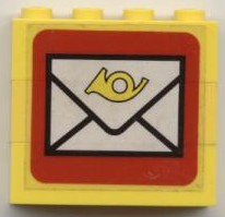 Stickered Assembly 4 x 1 x 3 with Mail Envelope Pattern (Sticker) - Set 6362 - 3 Brick 1 x 4