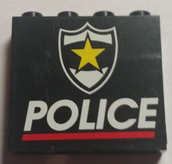 Stickered Assembly 4 x 1 x 3 with Police Red Line and Yellow Star Badge Pattern (Sticker) - Set 1786 - 3 Brick 1 x 4