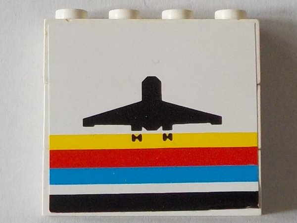 Stickered Assembly 4 x 1 x 3 with Classic Airport Logo Pattern on Both Sides (Stickers) - Set 6399 - 3 Brick 1 x 4
