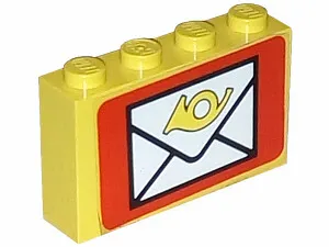 Stickered Assembly 4 x 1 x 2 with Mail Envelope Pattern (Sticker) - Set 6689