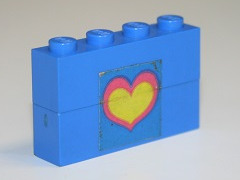 Stickered Assembly 4 x 1 x 2 with Pink and Yellow Heart Pattern (Sticker) - Set 275-1 - 2 Brick 1 x 4