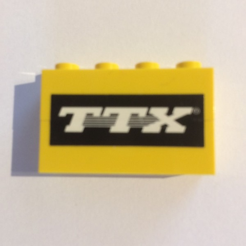 Stickered Assembly 4 x 1 x 2 with 'TTX' Pattern (Sticker) - Set 10170 - 2 Brick 1 x 4