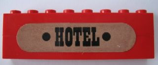 Stickered Assembly 8 x 1 x 2 with Black 'HOTEL' Pattern (Sticker) - Set 365 - 2 Brick 1 x 8
