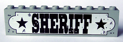 Stickered Assembly 10 x 1 x 2 with 'SHERIFF' Sign Pattern (Sticker) - Sets 6755 / 6764 - 2 Brick 1 x 10