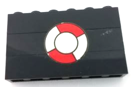 Stickered Assembly 6 x 1 x 3 with Life Preserver Pattern (Sticker) - Sets 369-1 / 575-2 - 3 Brick 1 x 6