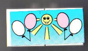 Stickered Assembly 4 x 2 with White and Pink Balloons with Yellow Sun Pattern (Sticker) - Set 6409 - 2 Tile 2 x 2