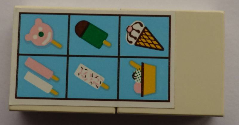 Stickered Assembly 4 x 2 with Six Ice Creams Pattern (Sticker) - Set 6414 - 2 Tile 2 x 2