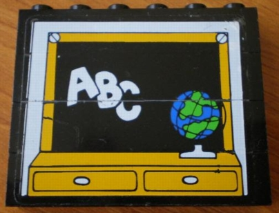Stickered Assembly 6 x 1 x 4 with Classroom Blackboard and ABC Pattern (Sticker) - Set 3645 - 4 Brick 1 x 6