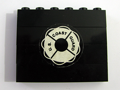 Stickered Assembly 6 x 1 x 4 with Life Preserver with 'U.S. COAST GUARD' Pattern (Sticker) - Set 575-1 - 4 Brick 1 x 6