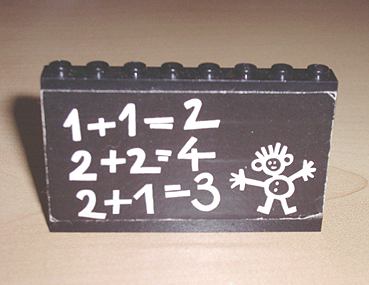 Stickered Assembly 8 x 1 x 5 with Classroom Blackboard and 1+1=2 Pattern (Sticker) - Set 291 - 5 Brick 1 x 8