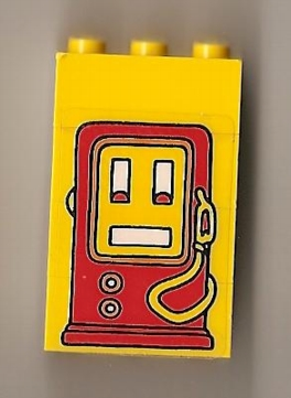 Stickered Assembly 3 x 2 x 4 with Fabuland Gas / Fuel Pump Small Pattern (Sticker) - Set 3666 - 4 Brick 2 x 3