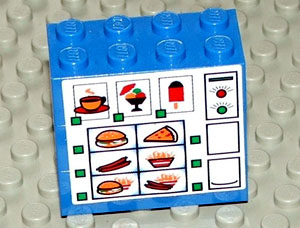 Stickered Assembly 4 x 2 x 3 with Food Vending Machine Pattern (Sticker) - Sets 4560 / 4561 - 3 Brick 2 x 4