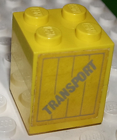 Stickered Assembly 2 x 2 x 2 with 'Transport' on Crate Pattern on both sides (Stickers) - Set 165 - 2 Brick 2 x 2