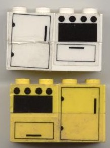 Stickered Assembly 4 x 2 x 2 with Refrigerator and Oven Pattern (Sticker) - Sets 6372 / 6374 - 2 Brick 2 x 4