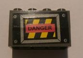Stickered Assembly 4 x 2 x 2 with Box and 'DANGER' Pattern (Sticker) - Set 6775 - 2 Brick 2 x 4