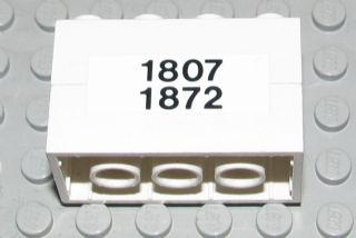 Stickered Assembly 4 x 2 x 2 with Black '1807' and '1872' Pattern on Both Sides (Stickers) - Set 1592 - 2 Brick 2 x 4