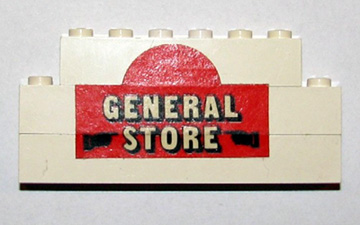 Stickered Assembly 8 x 1 x 3 with 'GENERAL STORE' Pattern (Sticker) - Set 365 - 2 Brick 1 x 8, 1 Brick 1 x 6