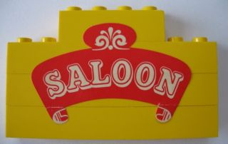 Stickered Assembly 8 x 1 x 4 with 'SALOON' Pattern (Sticker) - Set 365 - 3 Brick 1 x 8, 1 Brick 1 x 4