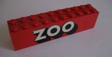 Stickered Assembly 10 x 2 x 2 with 'ZOO' Pattern (Sticker) - Set 258-1 - 2 Brick 2 x 10