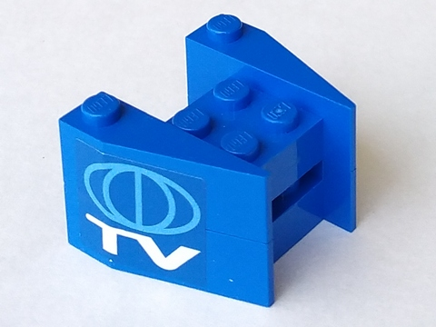 Stickered Assembly 4 x 3 x 2  with TV Globe Logo Pattern on Both Sides (Stickers) - Set 6553 - 2 Wedge 3 x 4 without Stud Notches