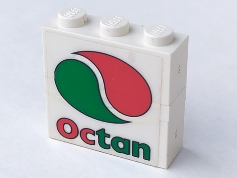 Stickered Assembly 3 x 1 x 2 1/3 with Octan Logo Pattern on Both Sides (Stickers) - Sets 6397 / 6472 - 2 Brick 1 x 3, 1 Plate 1 x 3
