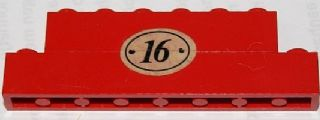 Stickered Assembly 8 x 1 x 2 with Number 16 in Oval Pattern (Sticker) - Set 1620-2 - 1 Brick 1 x 8, 1 Brick 1 x 6