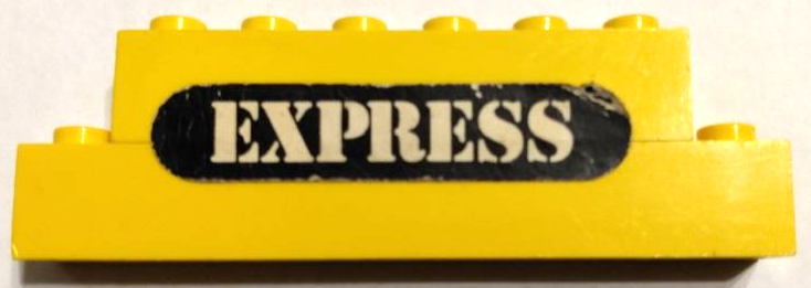 Stickered Assembly 8 x 1 x 2 with White 'EXPRESS' on Black Background Pattern (Sticker) - Set 726 - 1 Brick 1 x 8, 1 Brick 1 x 6