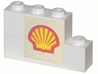 Stickered Assembly 4 x 1 x 2 with Shell Logo Pattern (Sticker) - Set 377-1 - 1 Brick 1 x 3, 1 Brick 1 x 4