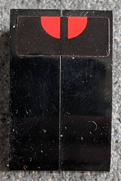 Stickered Assembly 3 x 2 x 1 with 2 Red Quarter Circles on Black Background Pattern (Sticker) - Set 8147 - 2 Slope, Curved 3 x 1