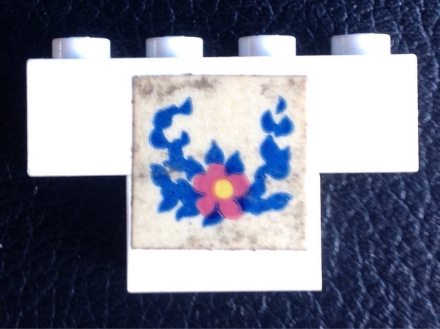 Stickered Assembly 4 x 1 x 2 with Flower and Blue Leaves Pattern (Sticker) - Set 270-2 - 1 Brick 1 x 4, 1 Brick 1 x 2