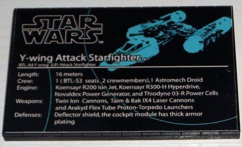 Stickered Assembly 12 x 8 x 2/3 with Star Wars Logo and 'Y-wing Attack Starfighter' Pattern (Sticker) - Set 10134 - 2 Plate 4 x 12, 12 Tile 1 x 8