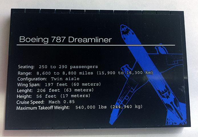 Stickered Assembly 12 x 8 x 2/3 with 'Boeing 787 Dreamliner' Pattern (Sticker) - Set 10177 - 2 Plate 4 x 12, 12 Tile 1 x 8