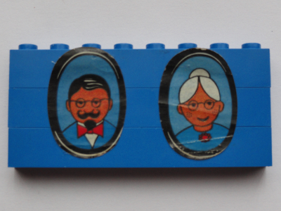 Stickered Assembly 8 x 1 x 3 with Grandfather and Grandmother Portraits Pattern (Stickers) - Set 264-1 - 3 Brick 1 x 8
